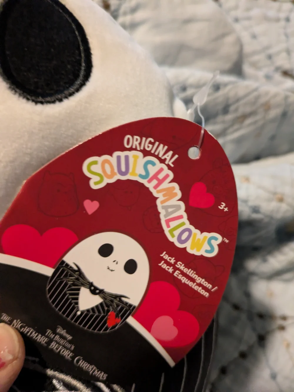 Disney Black and White Jack Skellington Plush Pillow with Red Heart Accent